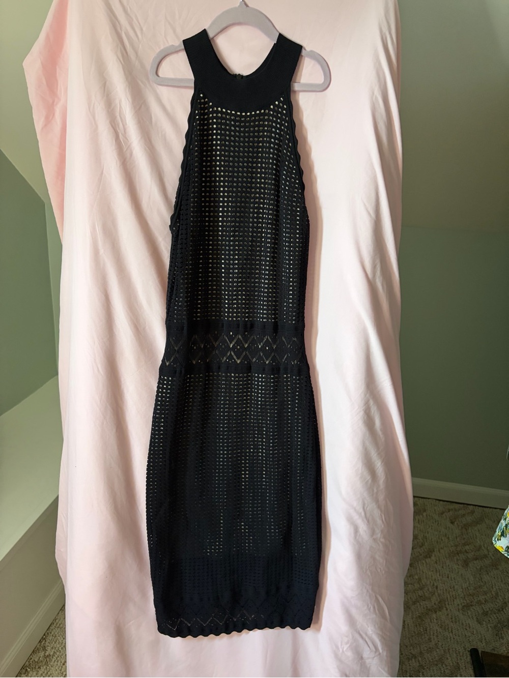 John + Jenn Black Crochet Midi Dress